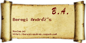 Beregi András névjegykártya